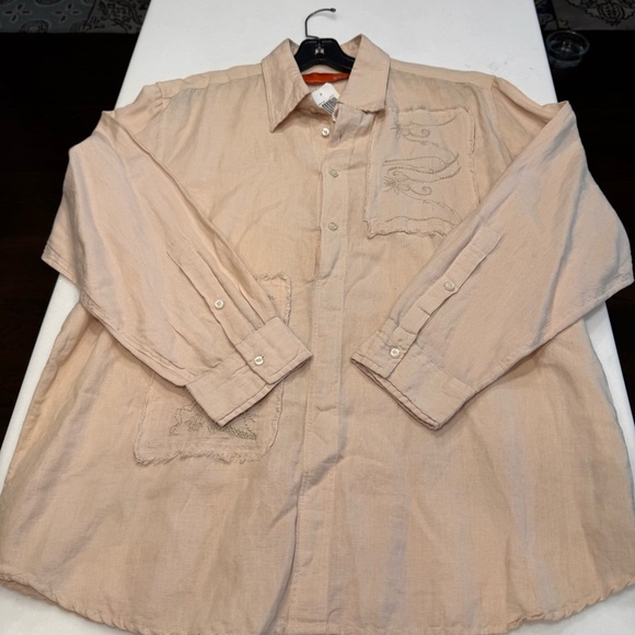 B52 Women’s Collared 1/2 Button Up Pullover Blouse Linen Tan Sz XXL NWT - Picture 10 of 12